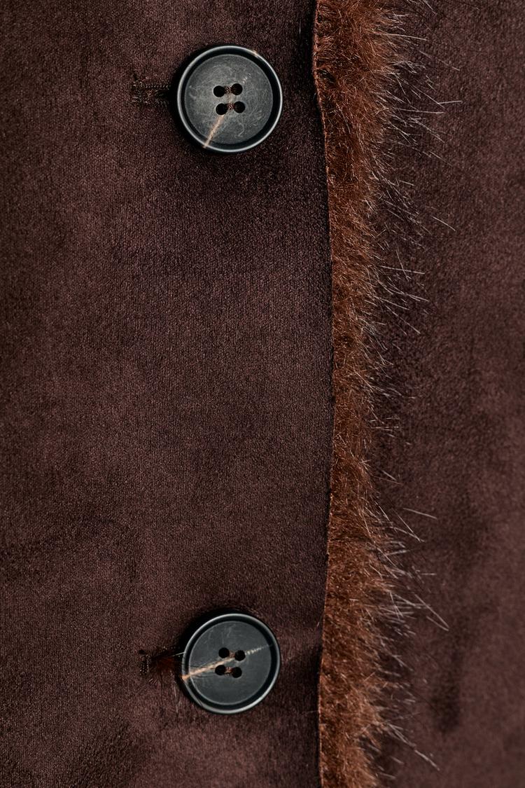 REVERSIBLE SUEDE-EFFECT FAUX FUR JACKET